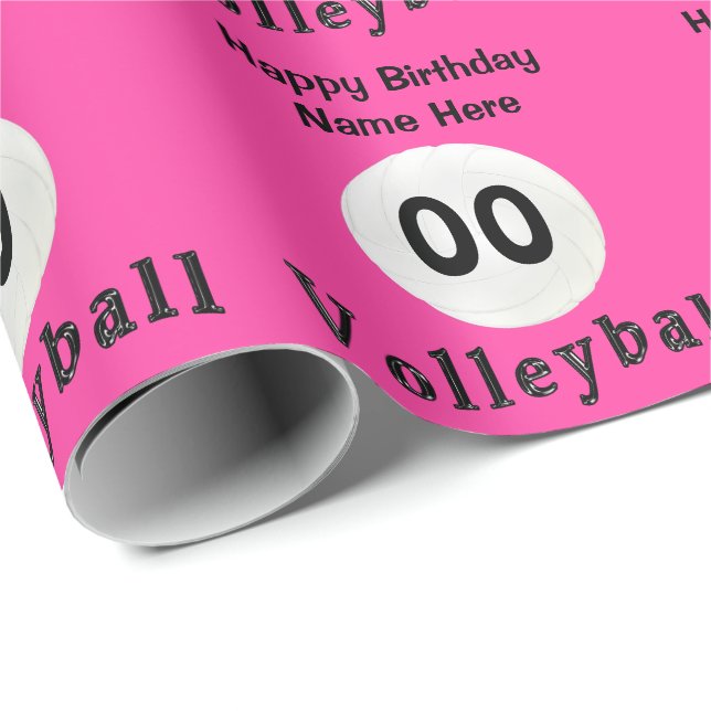 PERSONALIZED Pink Volleyball Wrapping Paper (Roll Corner)