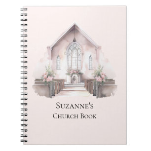 Personalized Pink Watercolor Church Book