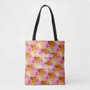 Personalized Pink Watercolor Geometric Pattern Tote Bag
