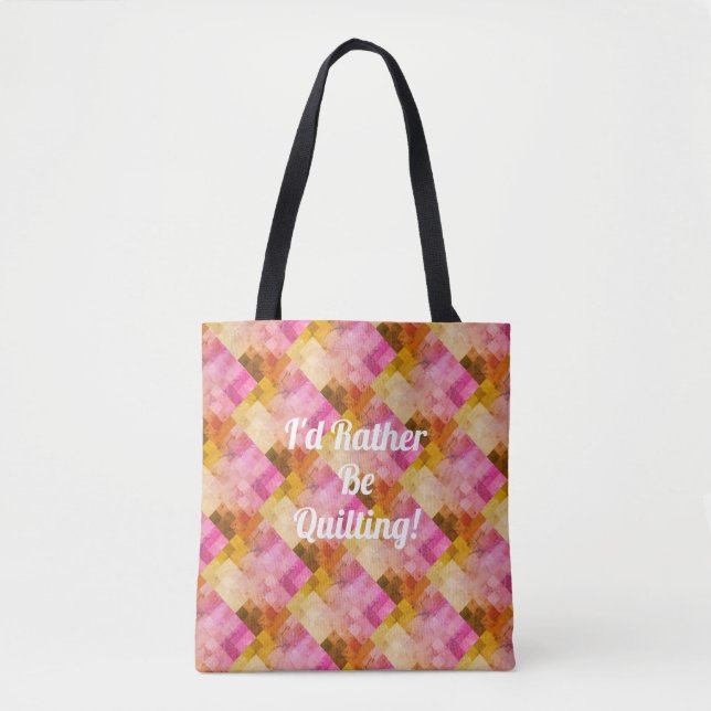 Personalized Pink Watercolor Geometric Pattern Tote Bag (Front)