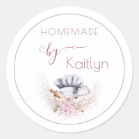 Personalized Pink Watercolor Homemade Baking 