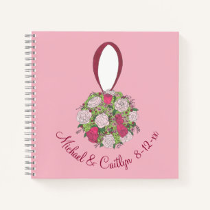 Personalized Pink Wedding Bouquet Flower Rose Notebook