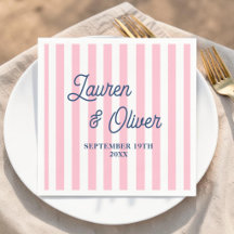 Personalized Pink Wedding Striped