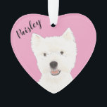 Personalized Pink Westie West Highland Terrier Ornament<br><div class="desc">I am in love with this beautifully detailed watercolor illustration of a wheaten terrier dog on a sweet pink heart! Personalize these pastel ornaments and make the nice list this year! For the perfect presents, pair it with a matching item from the collection for a thoughtful housewarming, bridal shower, teacher,...</div>