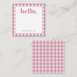Personalized Pink White Gingham Card