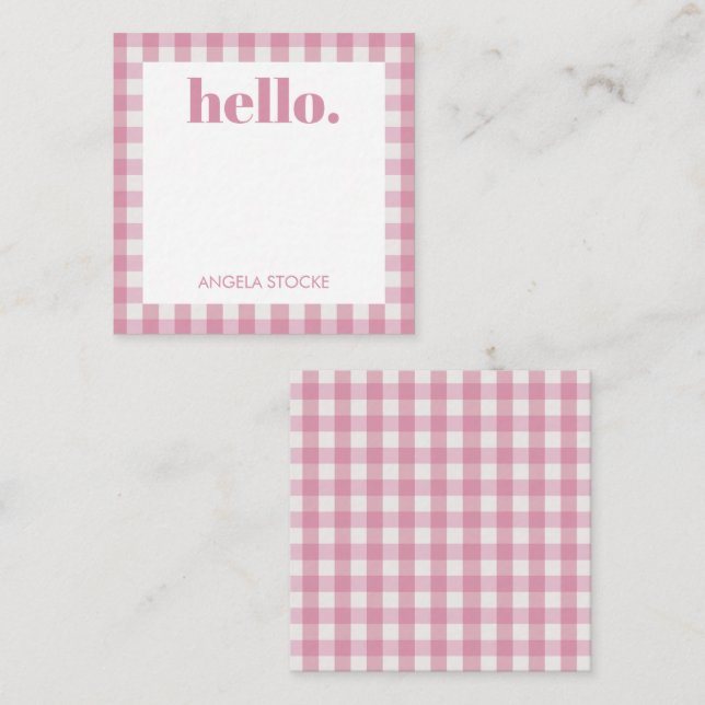 Personalized Pink White Gingham Card (Front/Back)