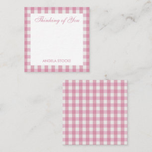 Personalized Pink White Gingham Card