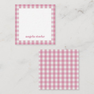 Personalized Pink White Gingham Card