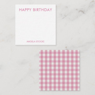 Personalized Pink White Gingham Card