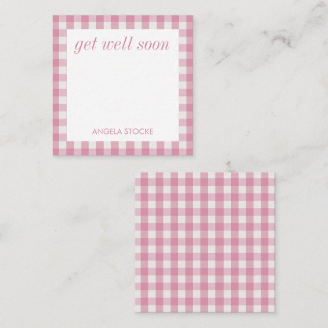 Personalized Pink White Gingham Card (Front/Back)