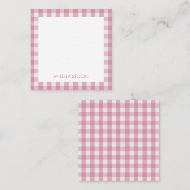 Personalized Pink White Gingham Card (Front/Back)