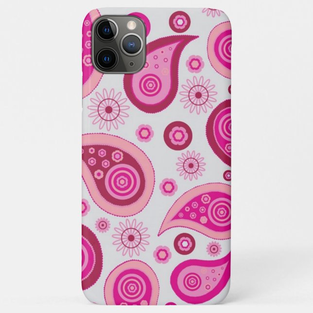 Personalized Pink & White Girly Paisley Case-Mate iPhone Case (Back)