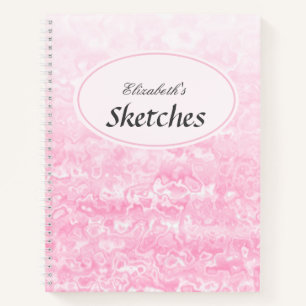 Personalized Pink White Marble Sketch Notebook