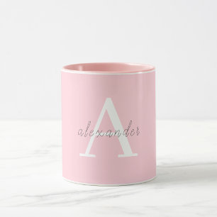 Personalized Pink white monogram with Your name Mug