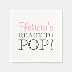 Personalized Pink White READY TO POP Baby Shower Napkin