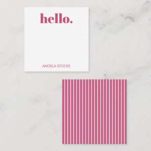Personalized Pink White Stripe Card