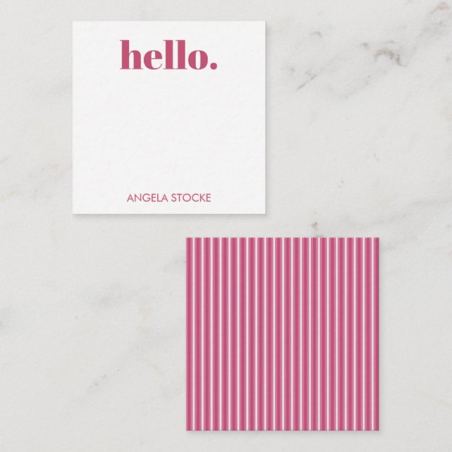 Personalized Pink White Stripe Card (Front/Back)