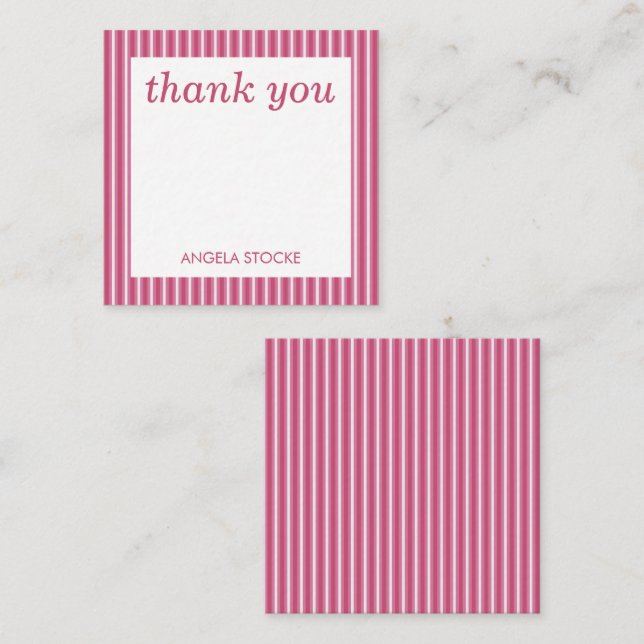 Personalized Pink White Stripe Card (Front/Back)