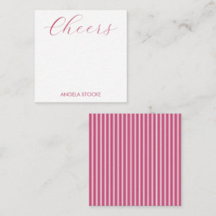 Personalized Pink White Stripe Card