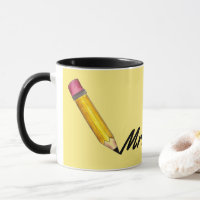 Personalized Pink Yellow #2 Pencil School Teacher