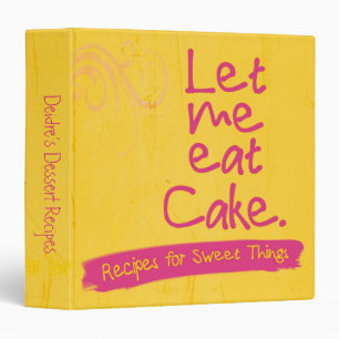 Personalized Pink Yellow Cake Dessert Recipe Binder