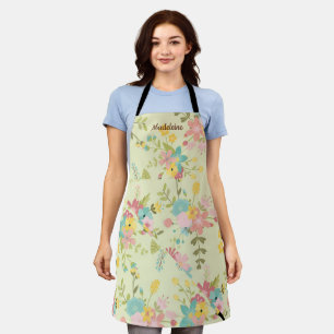 Personalized Pink Yellow Green Florals Apron