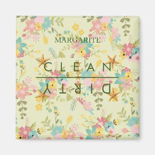 Personalized Pink Yellow Green Florals Magnet