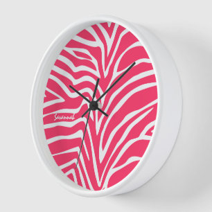 Personalized Pink Zebra Wall Clock