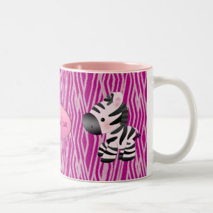 Personalized Pink Zebras & Animal Print Mug