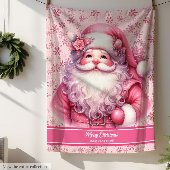 Personalized Pinkmas Santa Blanket for Little Girl (Personalized Pinkmas Santa Blanket for Little Girls)