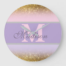 personalized pinky glitter Wall Clock