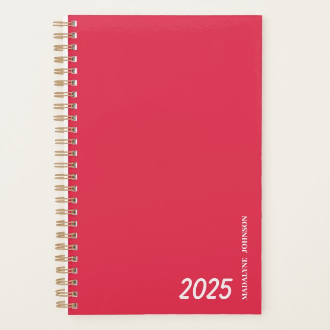 Personalized Pinky-Red Dated My Daily Planner (Front)