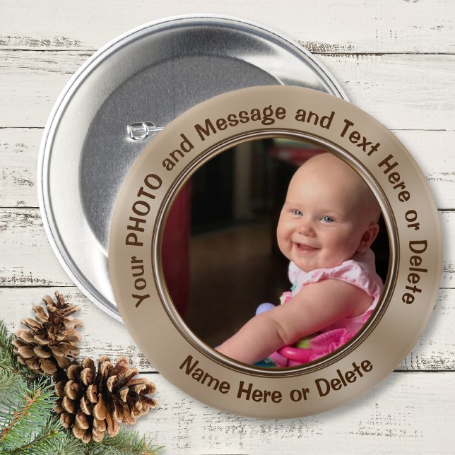 Personalized Pins with Your Photo or Logo and Text (Personalized photo button pins. Sports pins, personalised button pins, party button pins, pin favors)