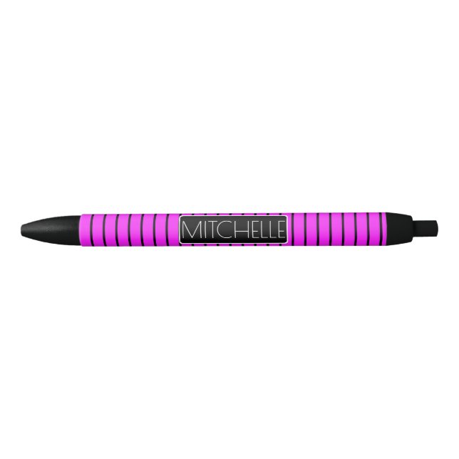 Personalized Pinstriped PBP1 Black Ink Pen (Front)