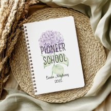 Personalized Pioneer School Notebook w Hydrangea
