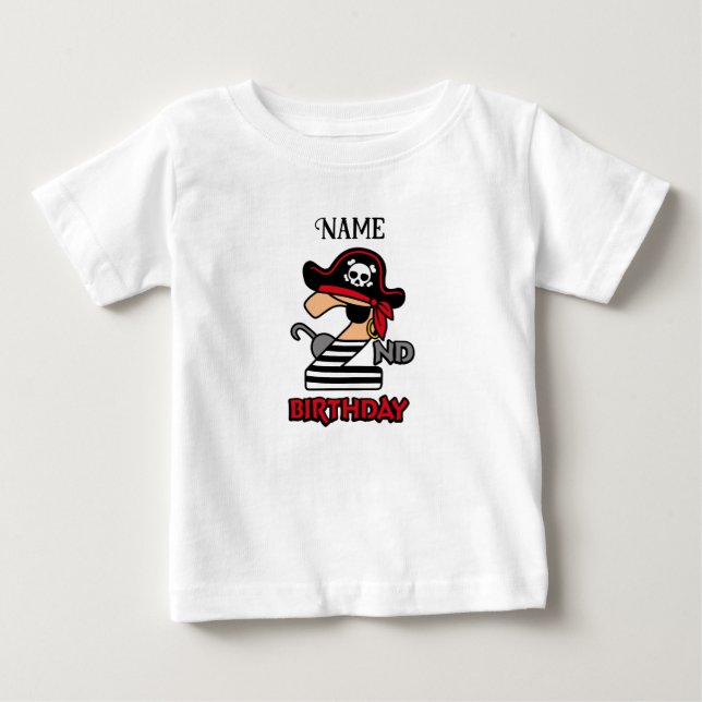 Personalized Pirate 2nd birthday t-shirt (Front)