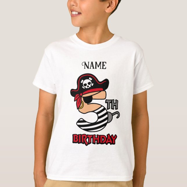 Personalized Pirate 5th birthday t-shirt (Front)