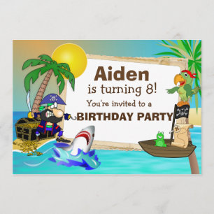 Personalized Pirate and Shark Birthday Invitation