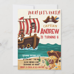 Personalized Pirate Birthday Party Invitation Card