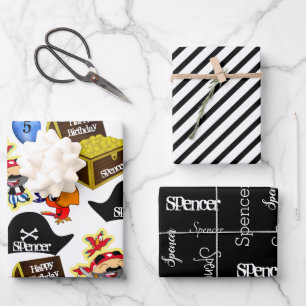 Personalized Pirate Birthday Wrapping Paper Sheet