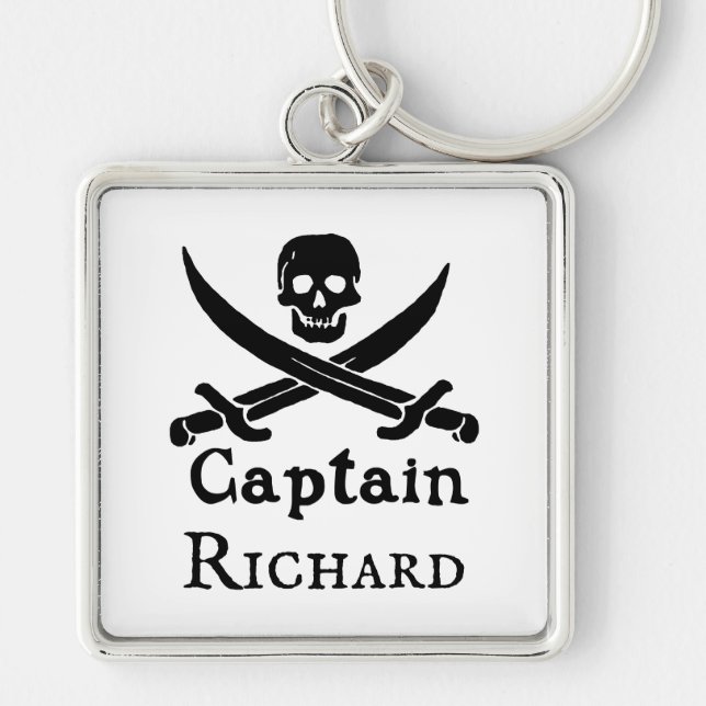 Personalized Pirate Captain Keychain (Front)