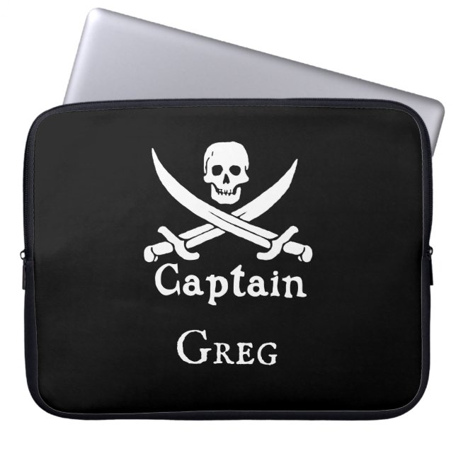 Personalized Pirate Captain Laptop Sleeve (Front)