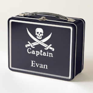 Personalized Pirate Captain Metal Lunch Box