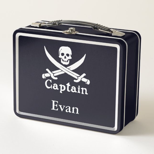 Personalized Pirate Captain Metal Lunch Box (Front)