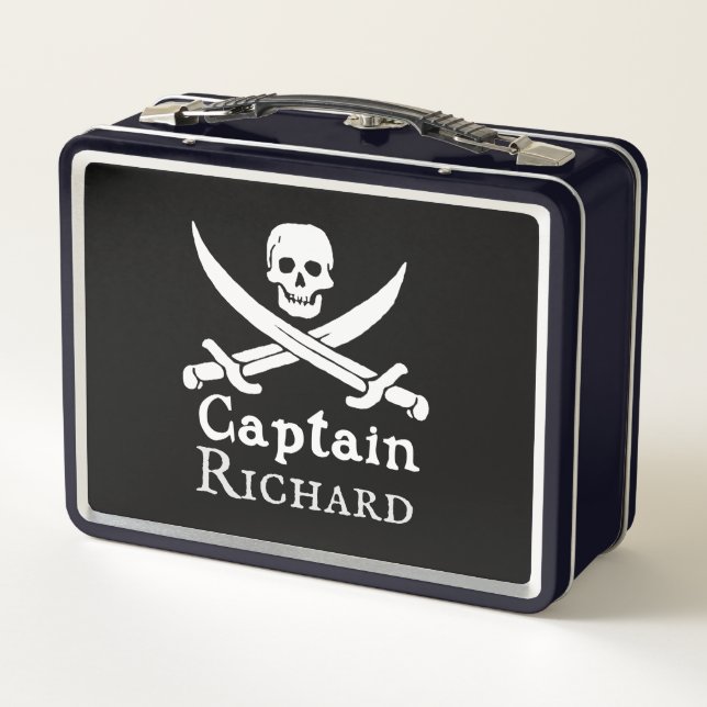 Personalized Pirate Captain Metal Lunchbox (Back)