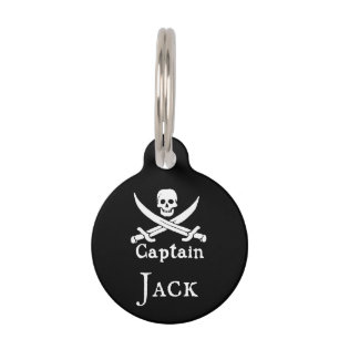 Personalized Pirate Captain Round Pet Tag