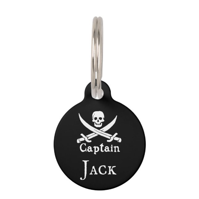 Personalized Pirate Captain Round Pet Tag (Front)