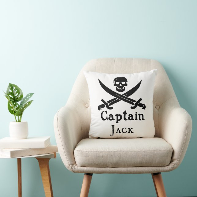 Personalized Pirate Captain Throw Pillow (Chair)