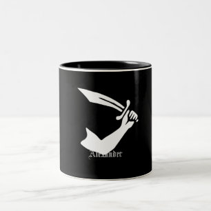 Personalized Pirate Flag Arm and Sword Jolly Roger Two-Tone Coffee Mug
