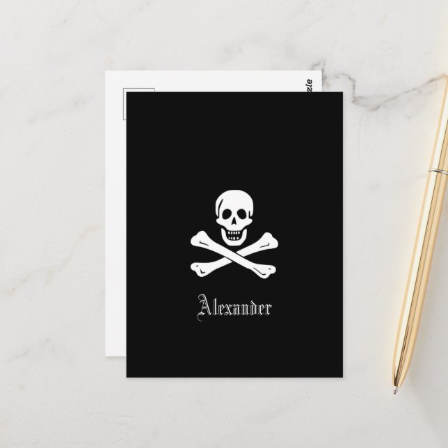 Personalized Pirate Flag Skull and Crossbones Postcard (Front/Back In Situ)